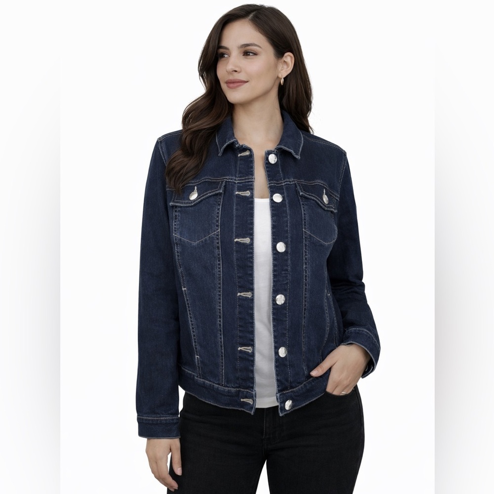 ✨ Kim Gravel Belle Dark Wash Denim Jacket – Size Small